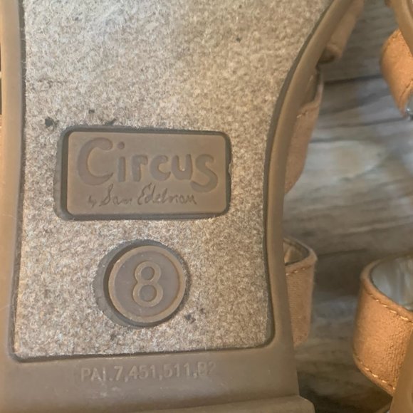 CIRCUS BY SAM EDELMAN TAN FAUX SUEDE ZIP BACK LACE UP GLADIATOR SANDALS 8 - Picture 7 of 7